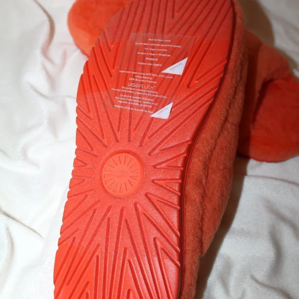 NIB UGG MEN'S FLUFF YOU‎ SLIP ON FUR SLIPPERS ORANGE